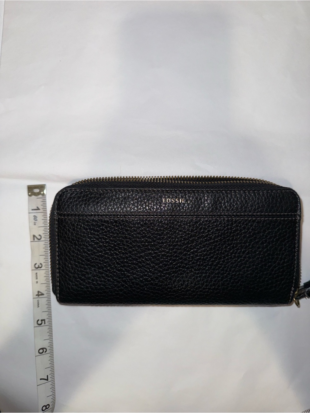 Fossil Black Pebbled Leather Zip Wallet with Tassel. Cow hide leather - Picture 4 of 8